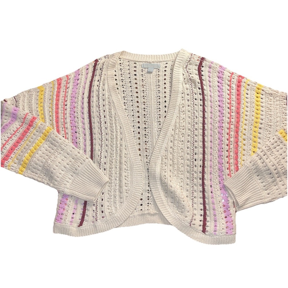 Womens Open Front Crochet Cardigan Sweater Easter Spring Boho Ryegrass Lg